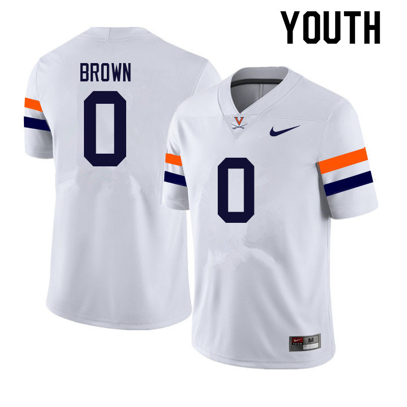 Youth #0 Cody Brown Virginia Cavaliers College Football Jerseys Sale-White - Click Image to Close